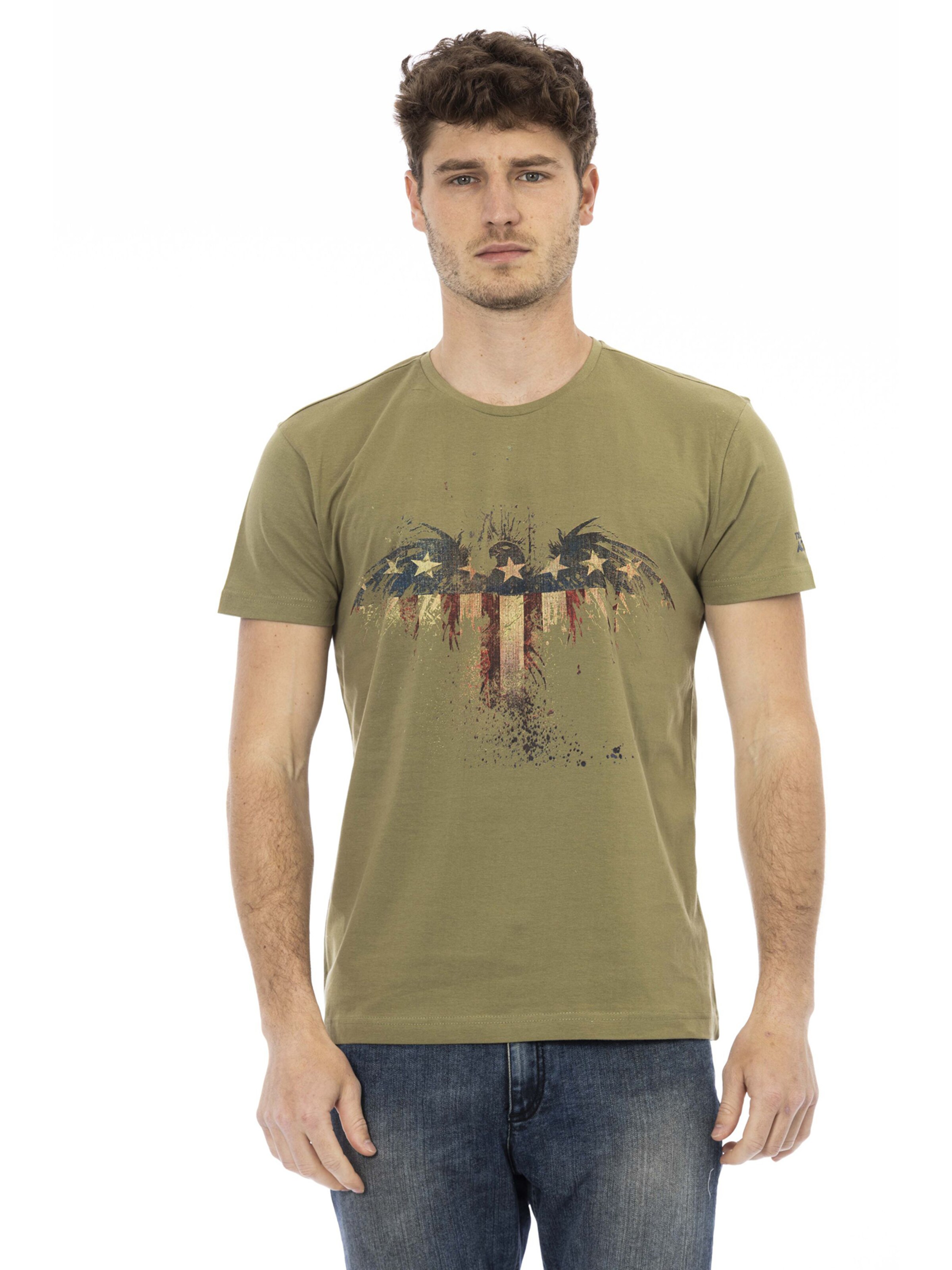 Top 'T-Shirt Uomo Valoris Misto Cotone Viscosa Stampa Aquila' di Trussardi in verde: frontale