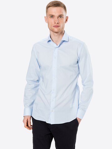 Coupe slim Chemise business ETERNA en bleu : devant