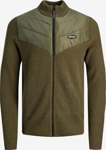 JACK & JONES Knit Cardigan in Green: front