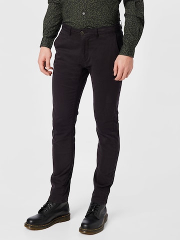 Coupe slim Pantalon chino 'Tavis' TOM TAILOR en noir : devant