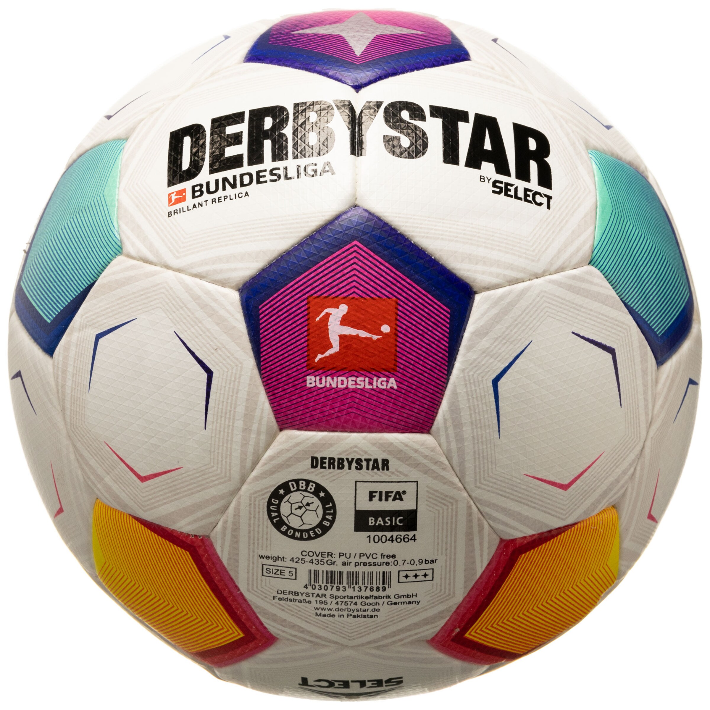 DERBYSTAR Ball 'Bundesliga Brillant Replica v23' in White: front