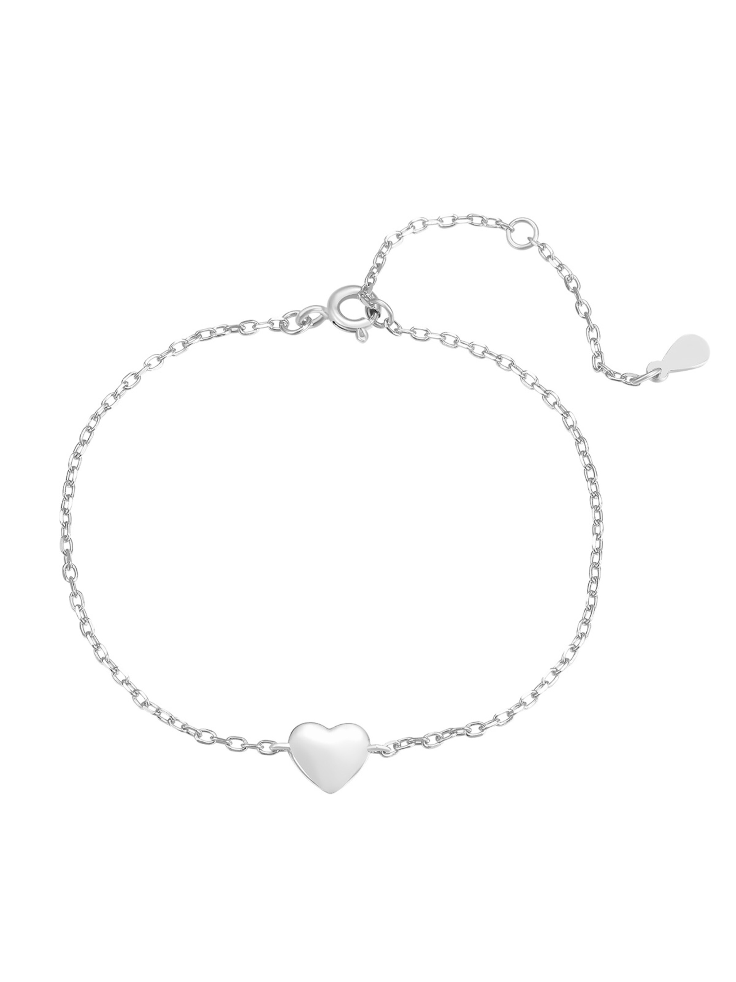 Braccialetto 'Love Heart' di Hey Happiness in argento: frontale