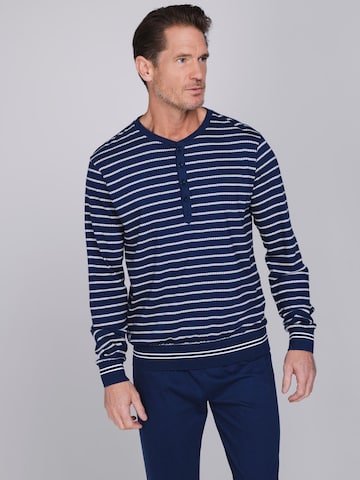 Pastunette Pyjama lang 'Blue Draft' in Blauw