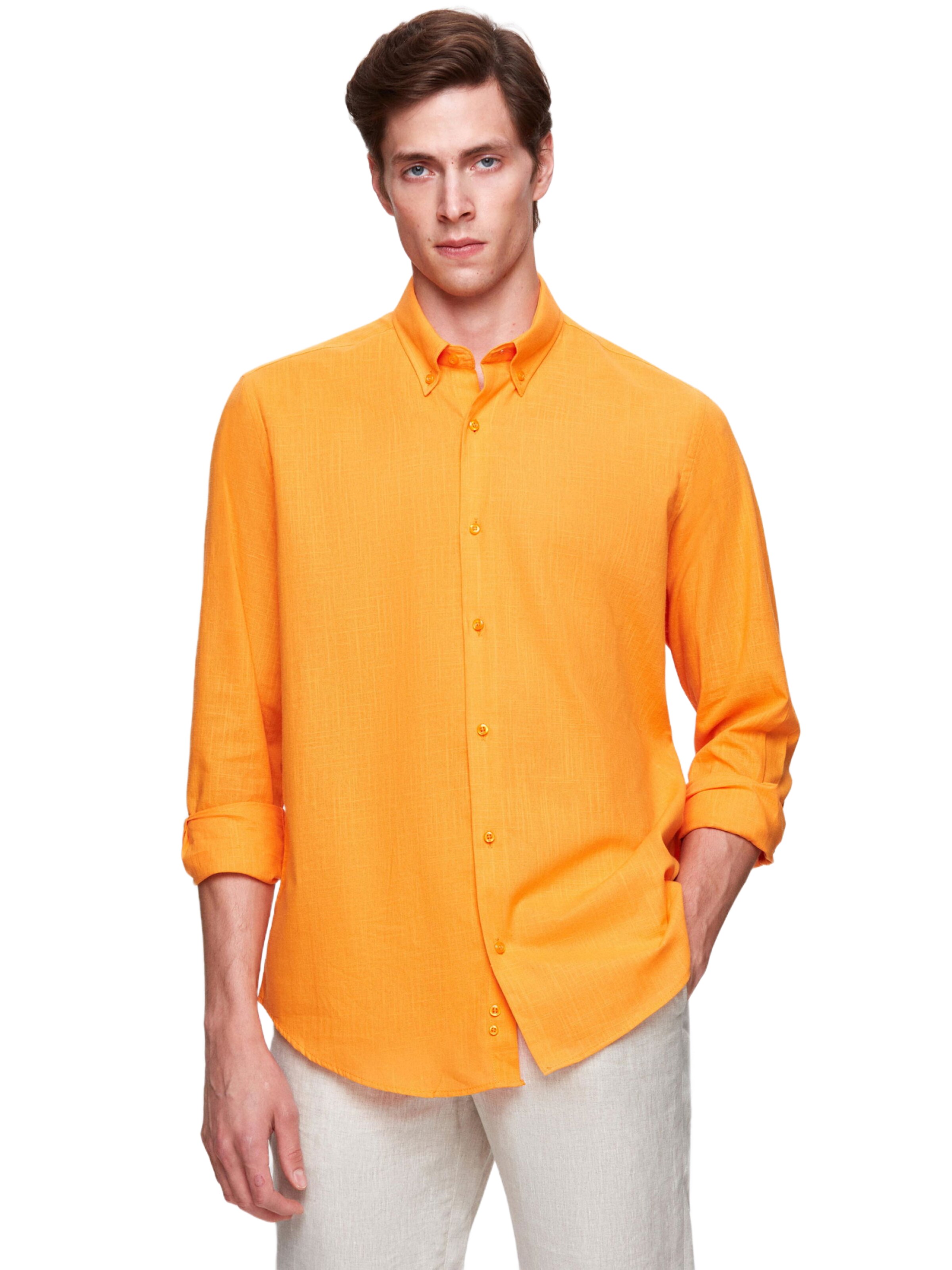 D’S Damat Regular fit Overhemd in Oranje: voorkant