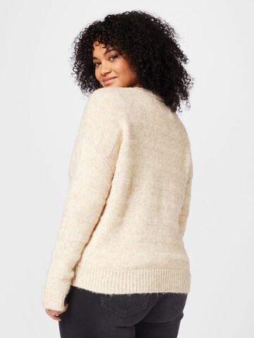 ONLY Carmakoma Knit Cardigan in Beige