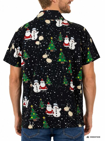 Regular fit Camicia 'Christmas Buddies' di King Kameha in nero