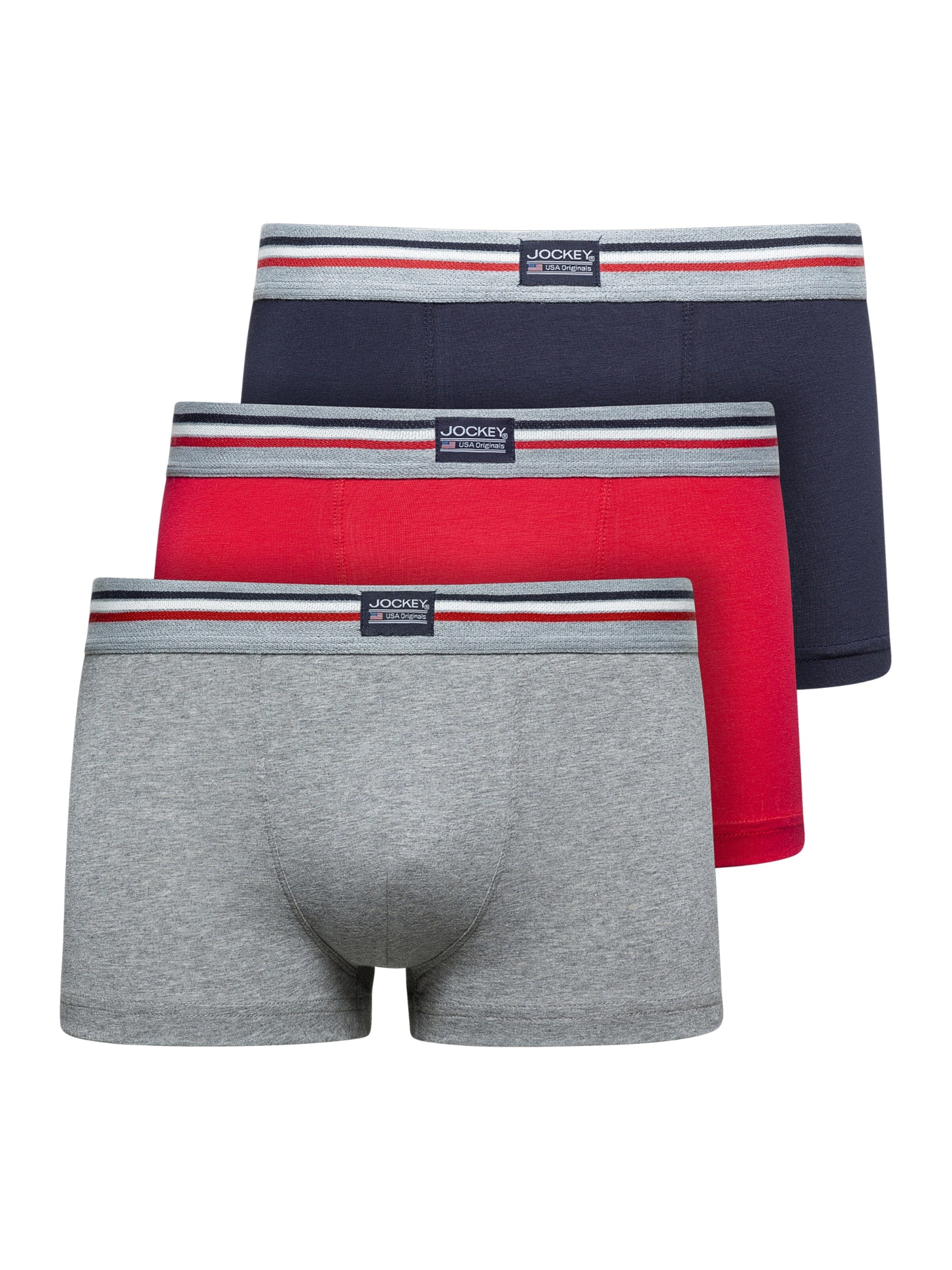 JOCKEY Boxershorts 'Cotton Stretch Short Trunk - 3 Pack'‌ in S in grau, Produktansicht