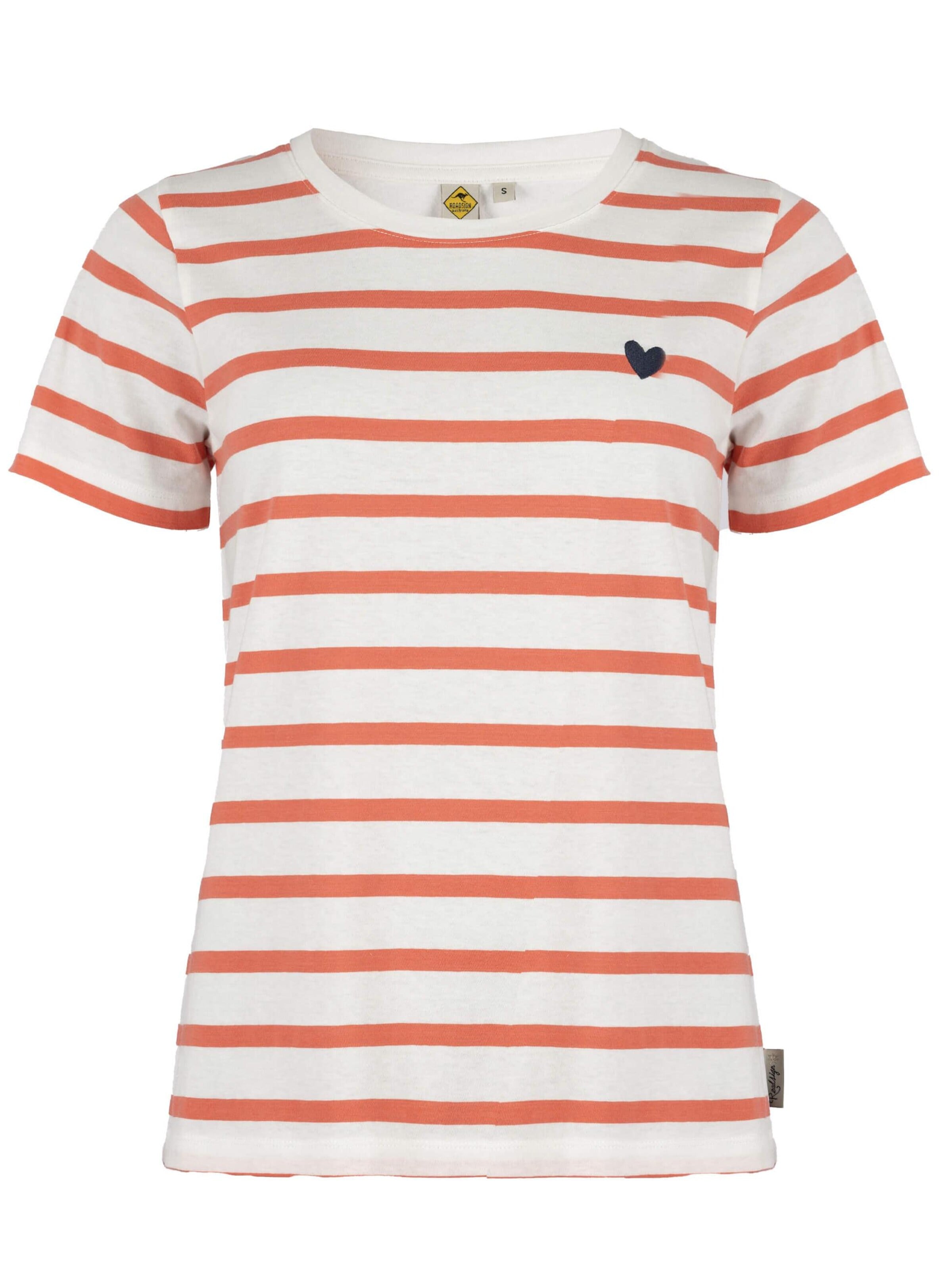 ROADSIGN australia Shirt 'T-Shirt Heart Stripes Streifenshirt aus Baumwolle im zeitlosen Design vielseitig tragbar' in Orange: front