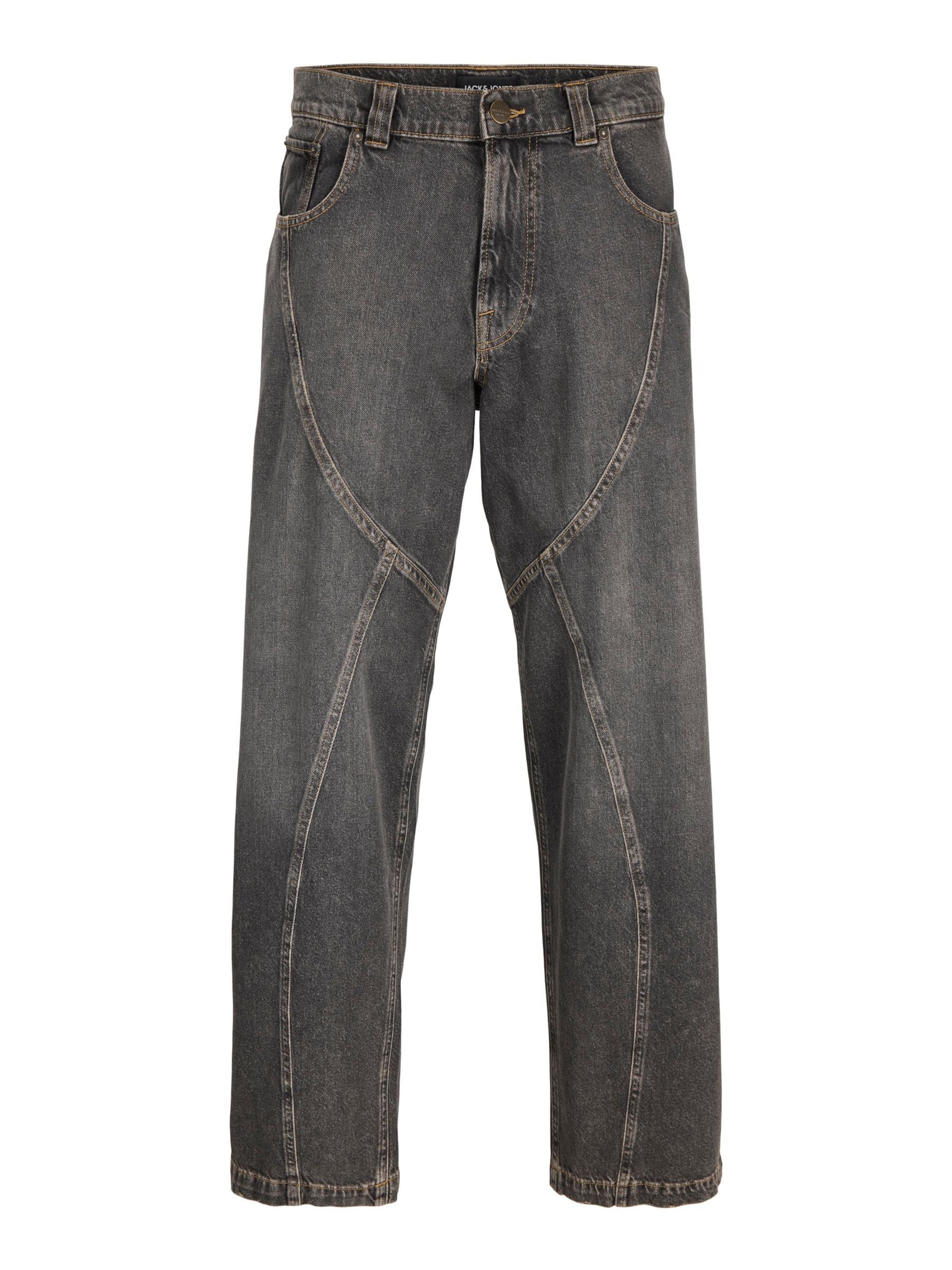JACK & JONES Wide leg Jeans 'JJIDAVE ONYX' in Zwart: voorkant