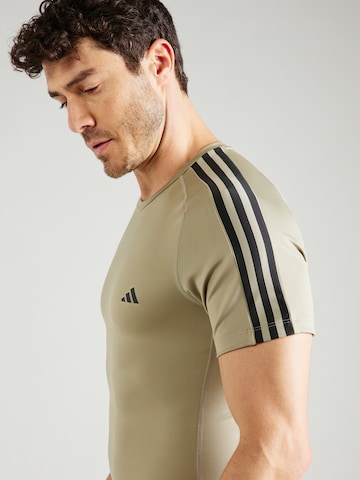 ADIDAS PERFORMANCE - Camisa funcionais 'Techfit 3-Stripes ' em bege