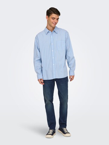 Only & Sons Regular fit Button Up Shirt in Blue