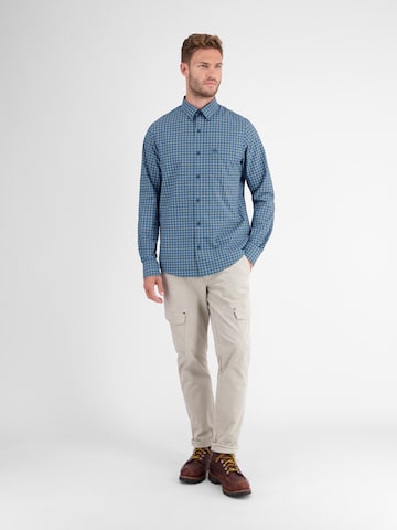 LERROS Regular Fit Langarmhemd, kariert, klassischer Button-down-Kragen ' ' in Blau