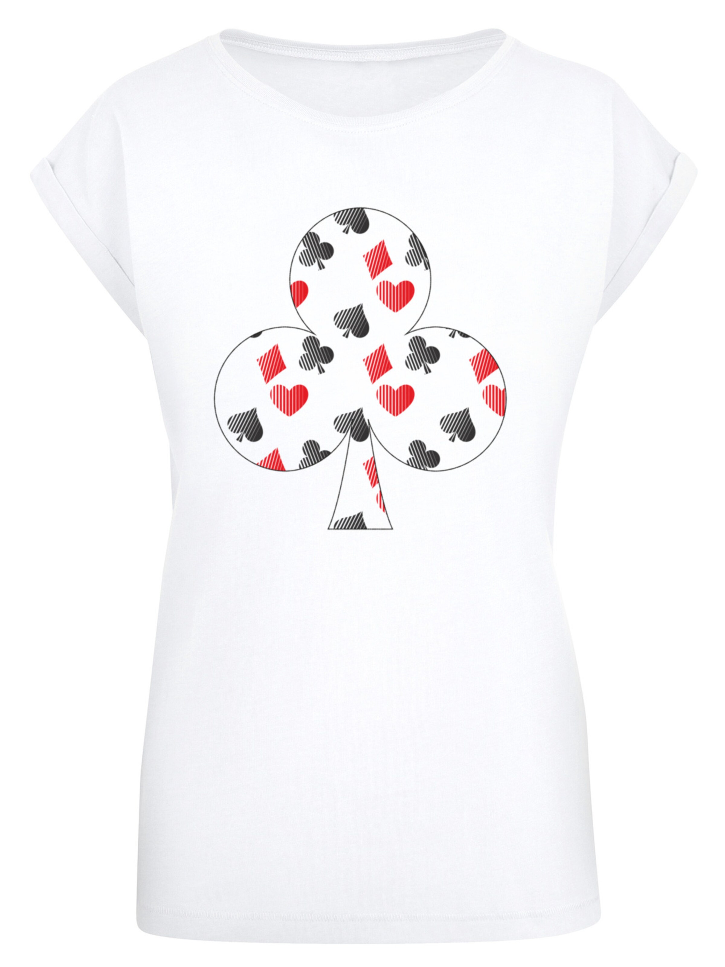 T-shirt 'Kartenspiel Kreuz Herz Karo Pik Poker' F4NT4STIC en blanc : devant