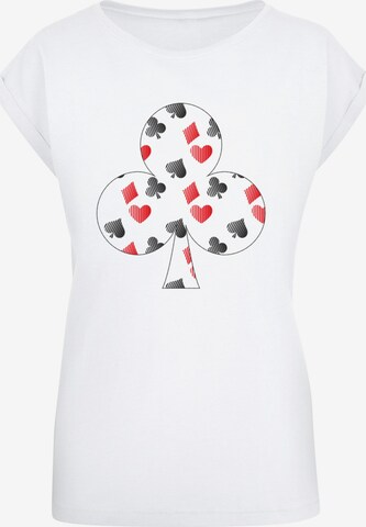 F4NT4STIC Shirt 'Kartenspiel Kreuz Herz Karo Pik Poker' in White: front