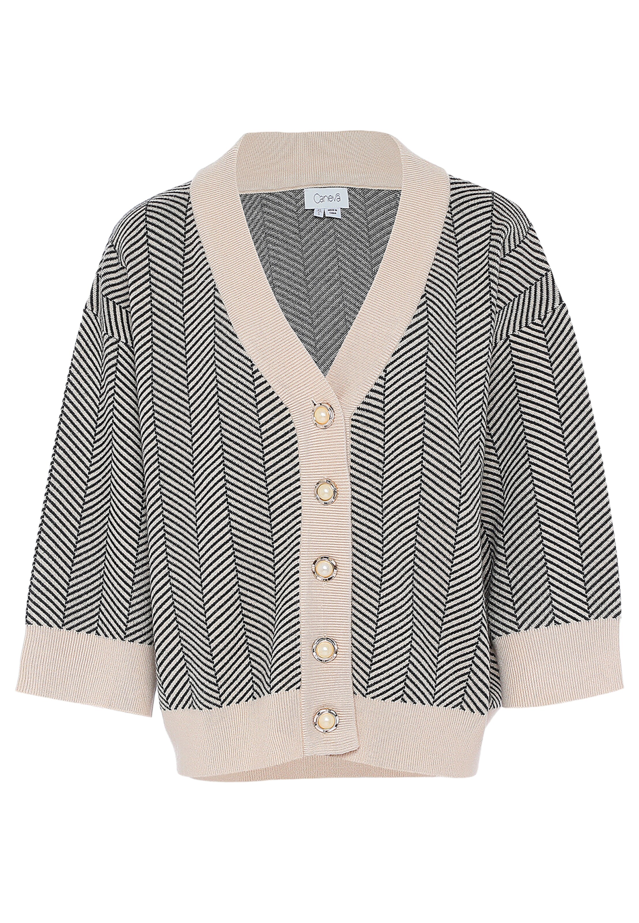caneva Knit Cardigan in Beige: front