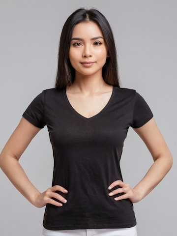 Maglietta 'Leafletic Women’s Short Sleeve V-Neck T-Shirt' di LEAFLETIC in nero