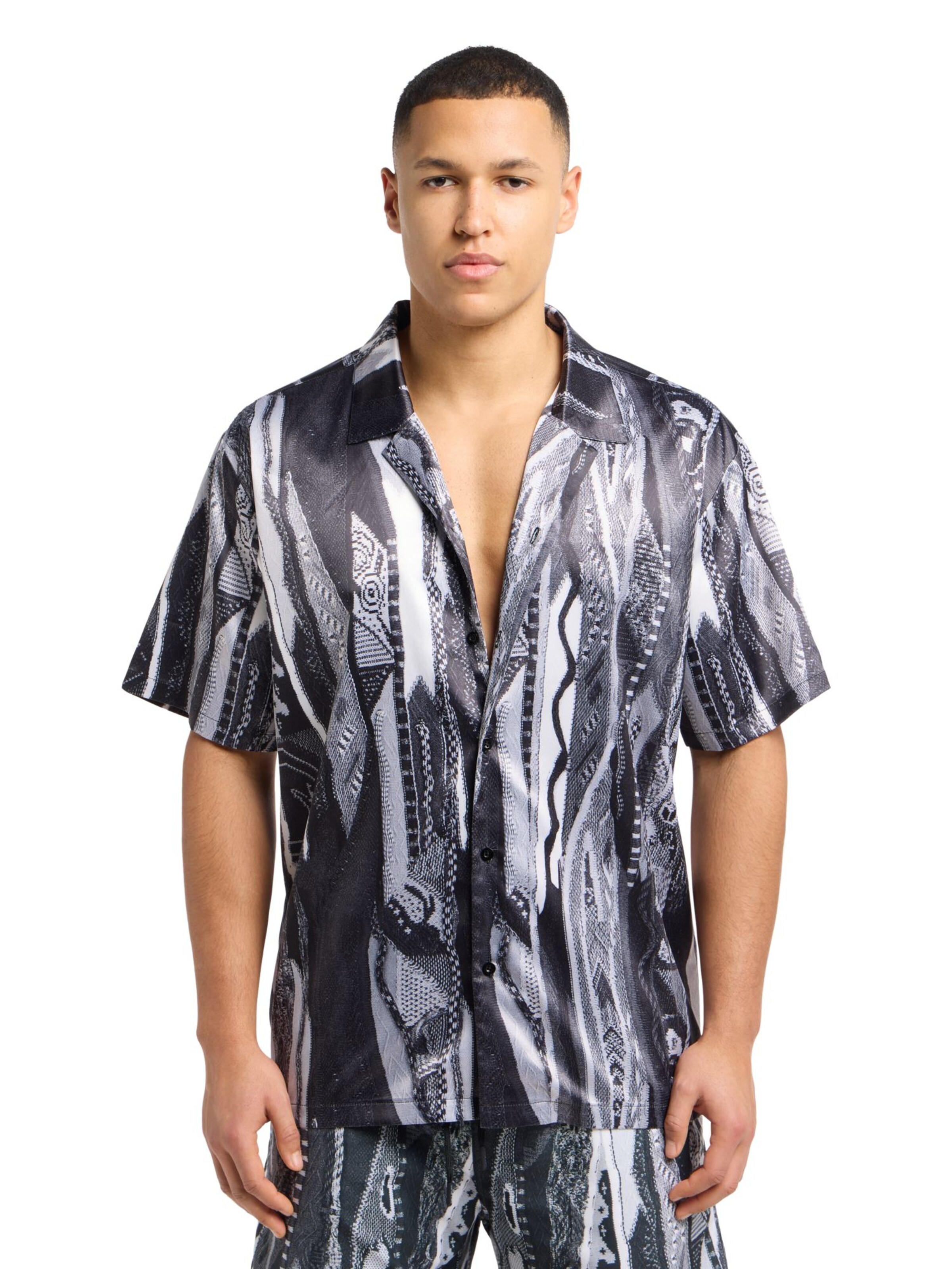 Carlo Colucci Comfort fit Overhemd 'Egetmann' in Grijs: voorkant