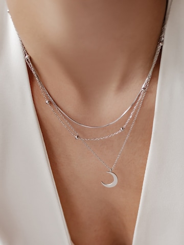 Hey Happiness Ketting 'Mond Set' in Zilver: voorkant