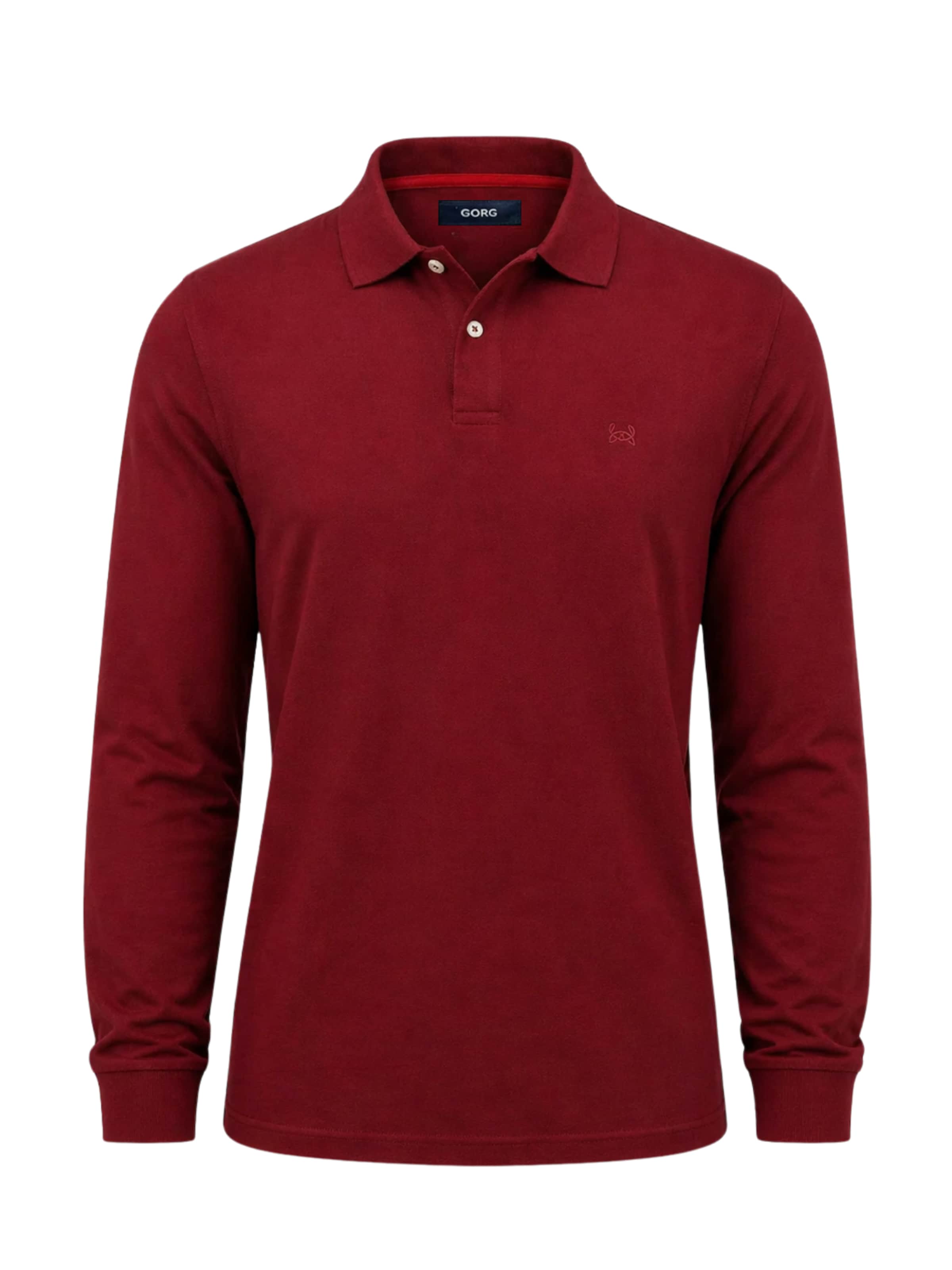 GORG Shirt 'Herren Langarm Poloshirt aus 100% Bio-Baumwolle' in Rood: voorkant