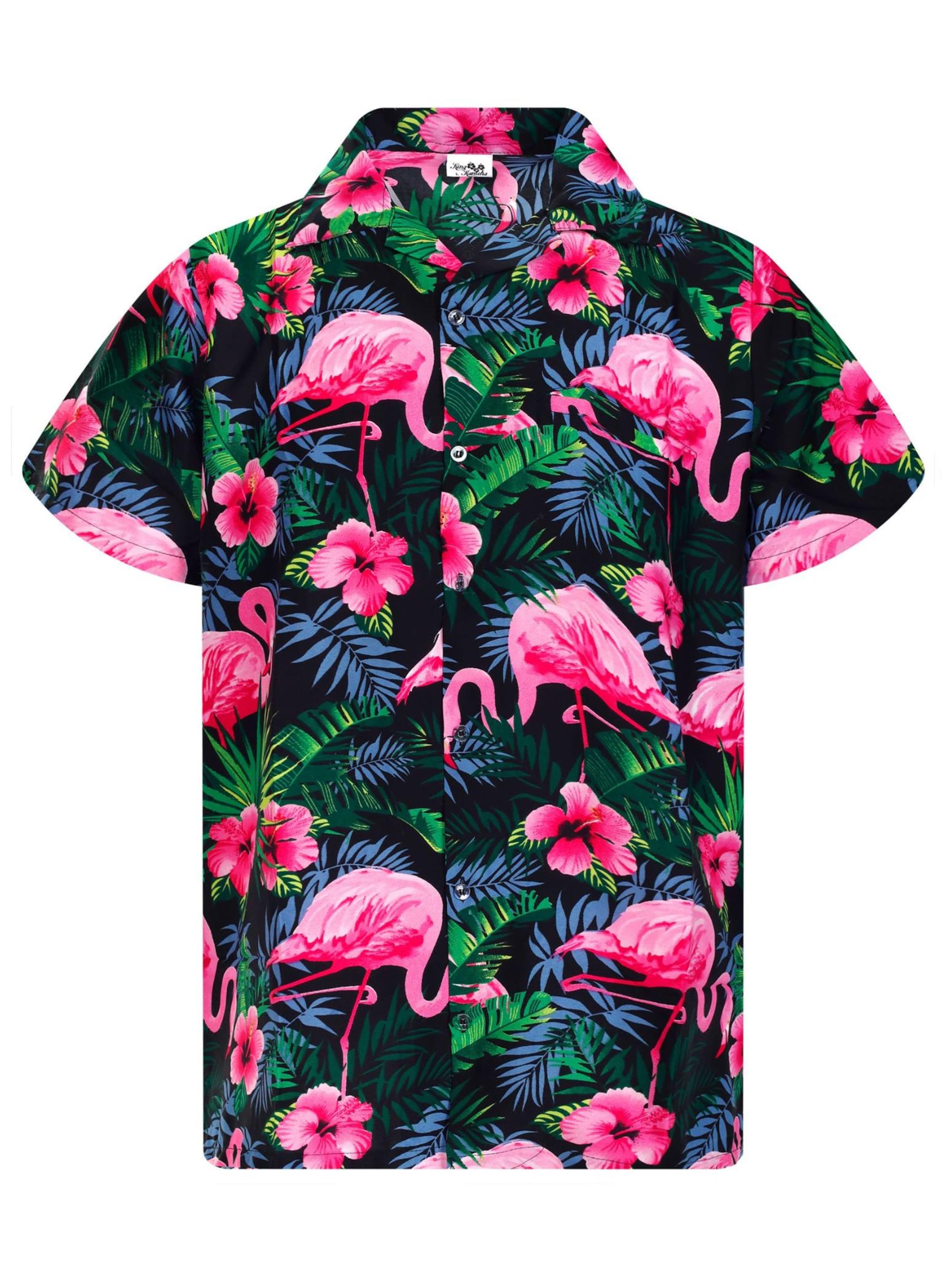 King Kameha Shirt 'Flamingo Flowers'‌‌‌‌‌‌ in Pink: Vorderseite