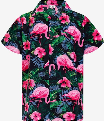 King Kameha Shirt 'Flamingo Flowers' in Pink: Vorderseite