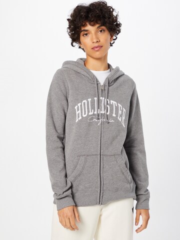 HOLLISTER Zip-Up Hoodie 'DTC SECONDARY TECH CORE FZ M4M 4CC' in Grey: front