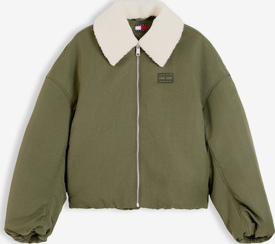 Tommy Jeans Prijelazna jakna veličine XS u maslinasta / bijela, Pregled proizvoda