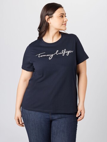 Tommy Hilfiger Curve - Camiseta en azul: frente