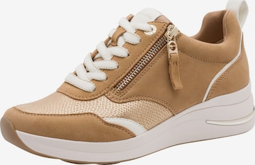Baskets basses Tamaris en beige : devant