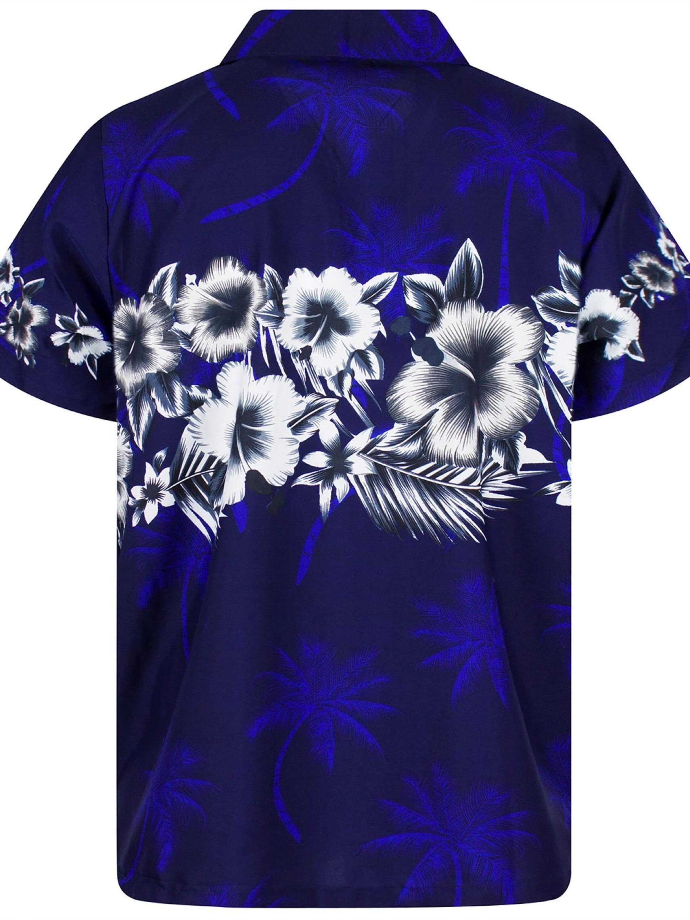 King Kameha Blouse 'Flower Chest' in Blauw
