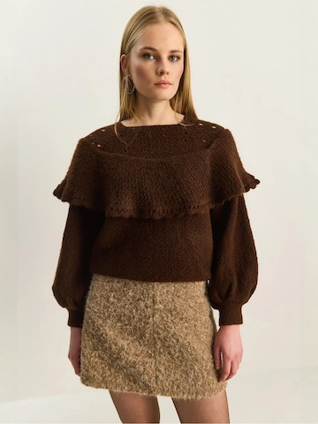 Bianco Lucci - Pullover em castanho: frente