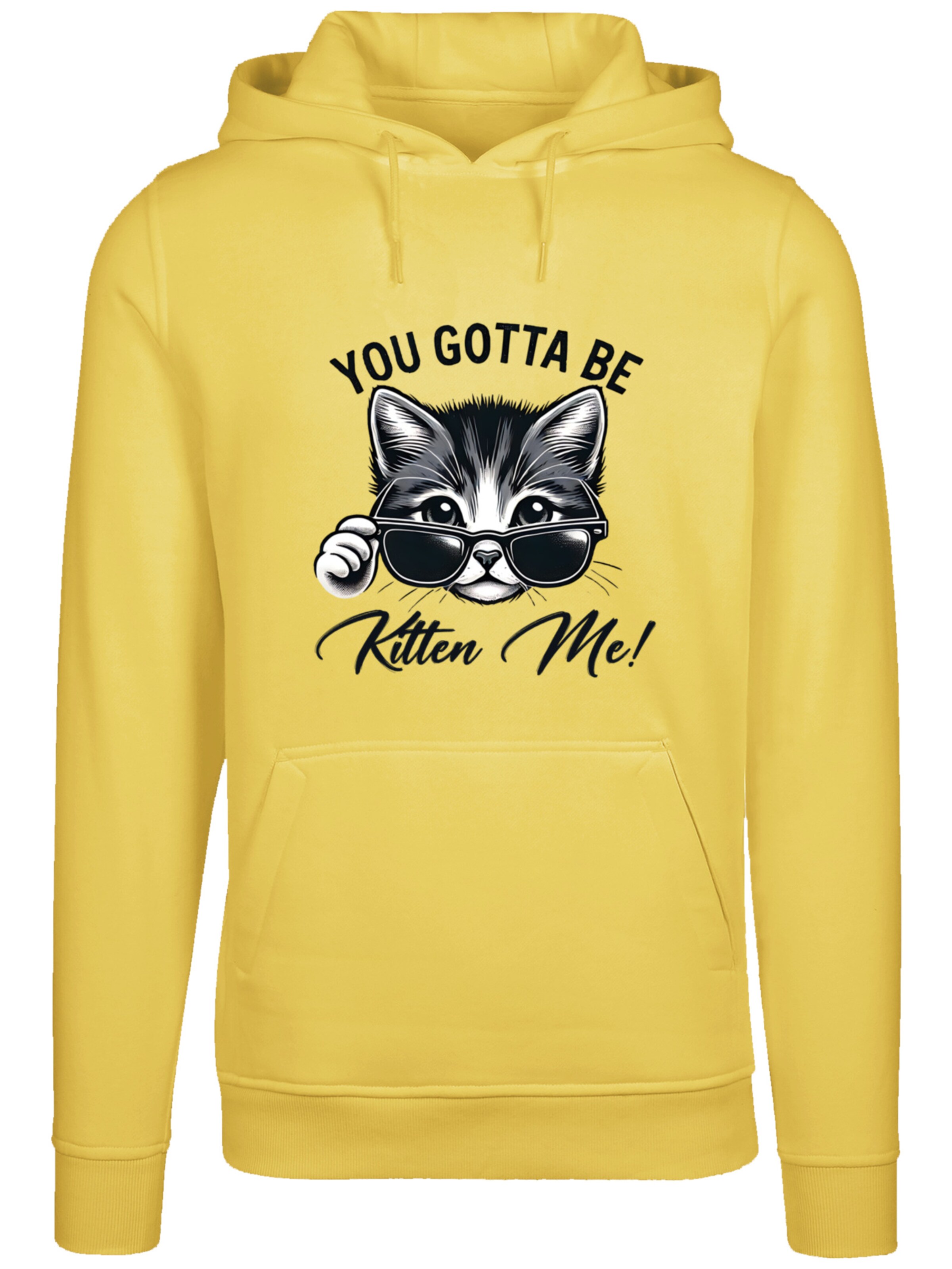 Sweat-shirt 'Kätzchen You Gotta Be Kitten Me!' F4NT4STIC en jaune : devant