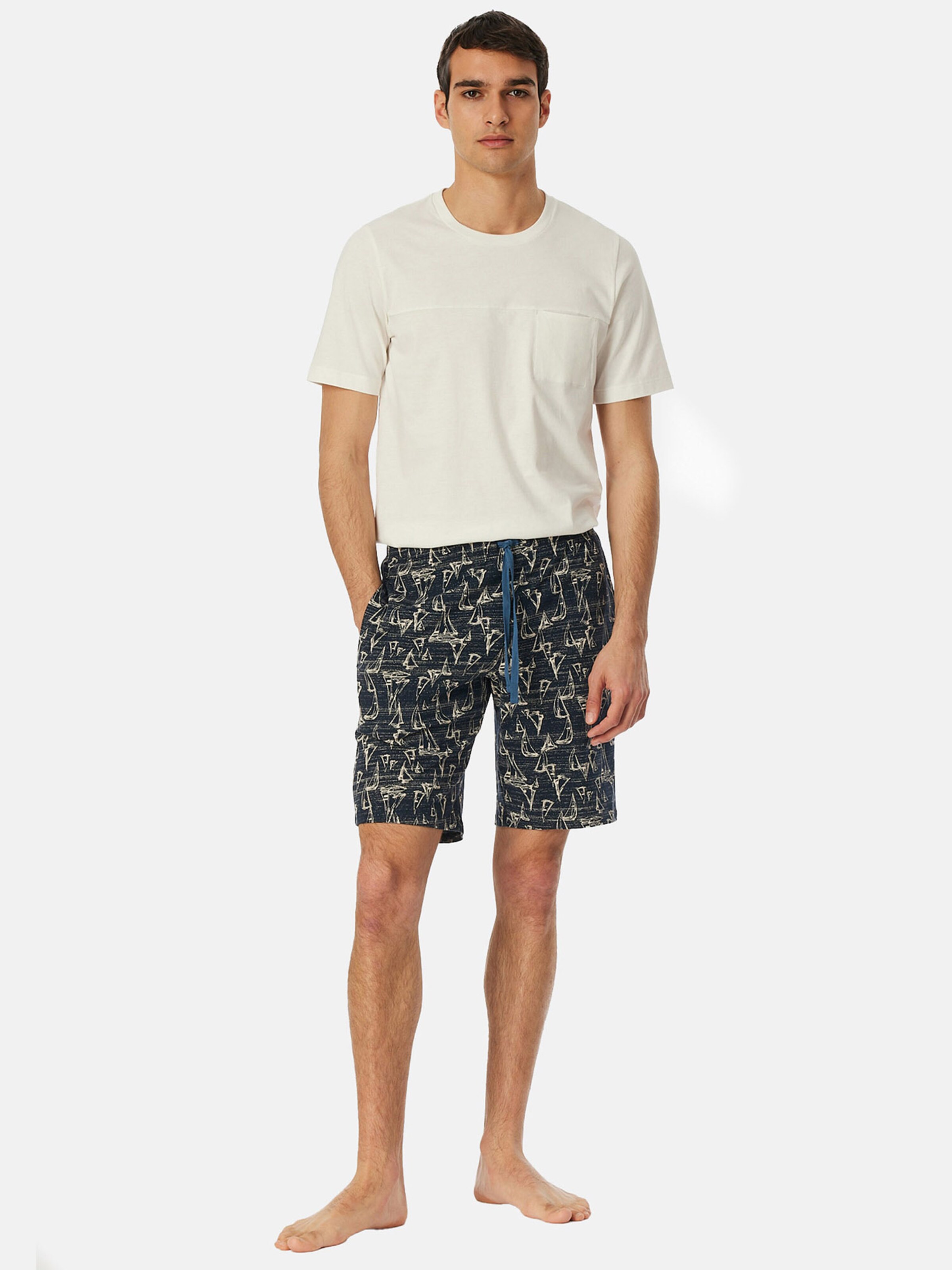SCHIESSER Pyjamabroek ' Mix & Relax Bermuda ' in Blauw