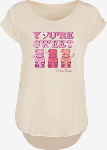 F4NT4STIC T-Shirt 'Valentinstag You're Sweet Gummy Bears' in Beige: Vorderseite