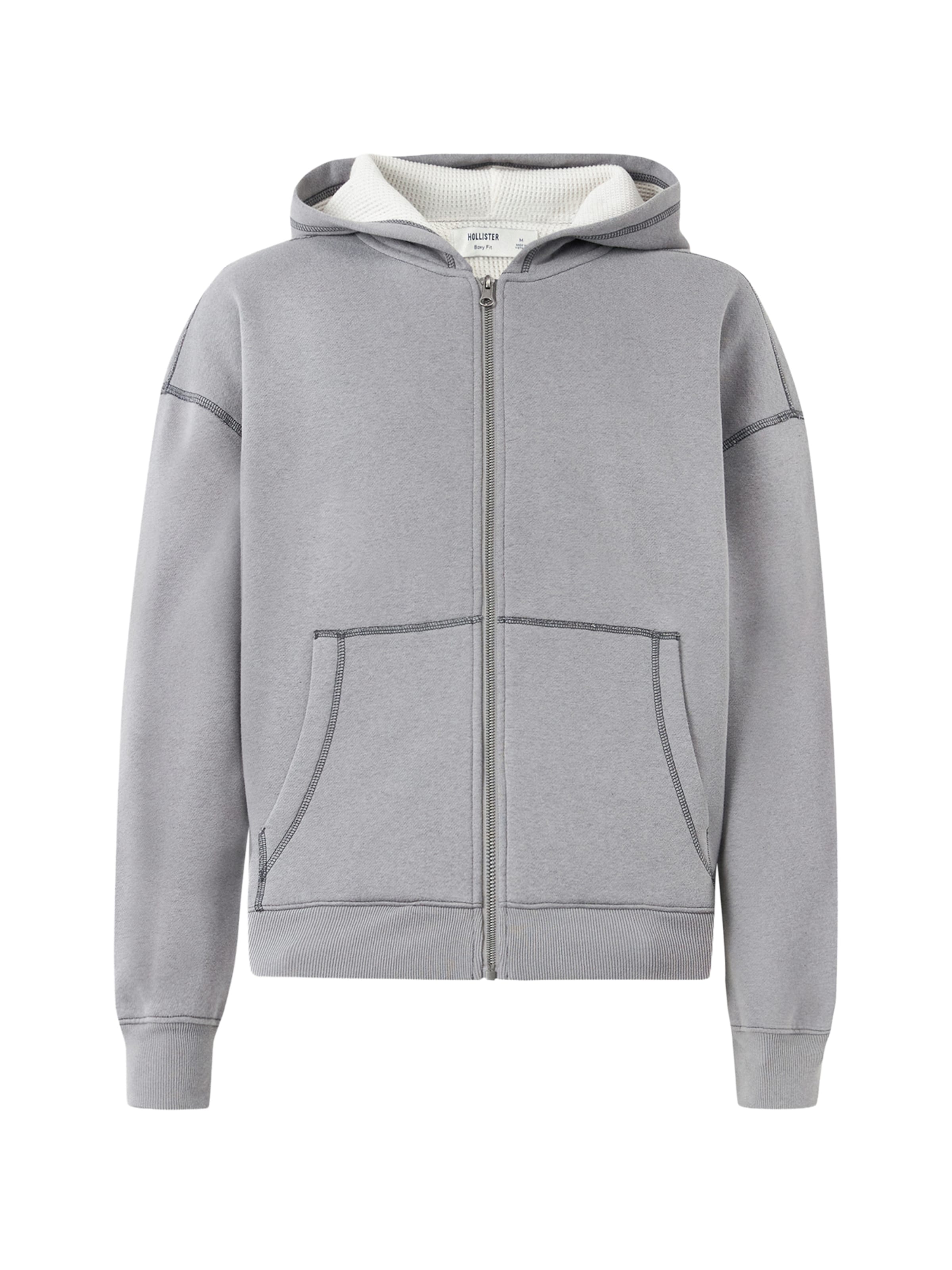 HOLLISTER Кофта на молнии в Серый: спереди