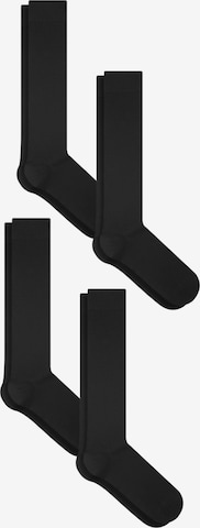 Albero Natur Kniestrümpfe '4er Pack Unisex Kniestrümpfe aus Bio-Baumwolle' in Schwarz: Vorderseite