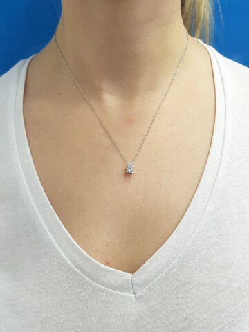 EinStein Diamant Pendant 'Herz Fassung Collier Halskette mit 0,32 Carat Solitär-Diamant in 14 Karat 585er Weißgold' in White