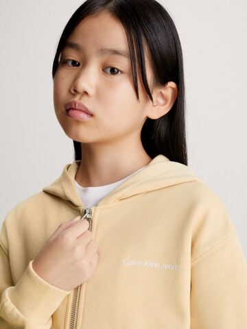 Calvin Klein Jeans Zip-Up Hoodie in Beige