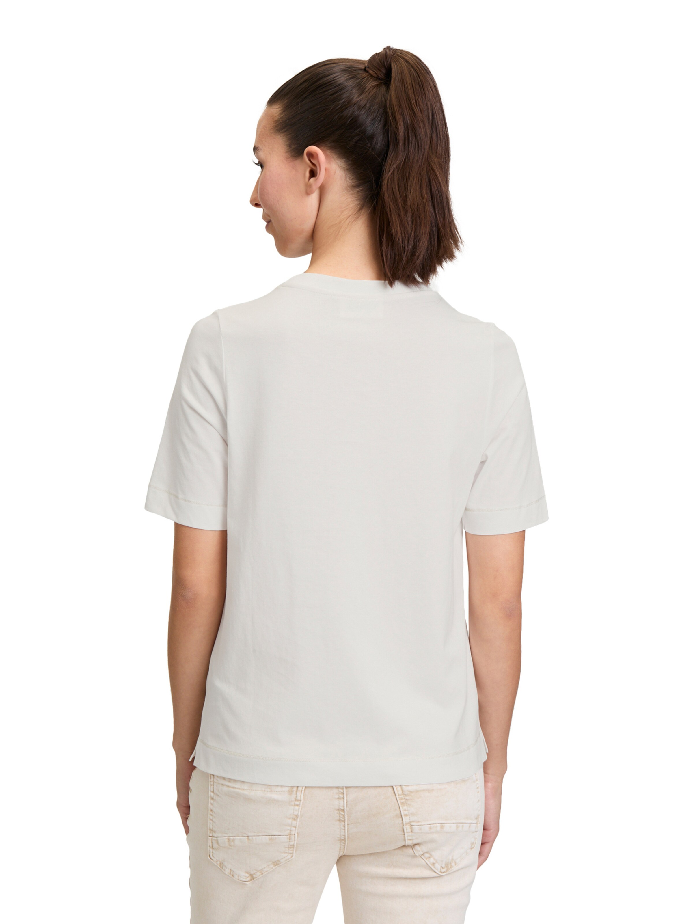 Cartoon Halbarm-Shirt mit Rundhalsausschnitt in Weiß