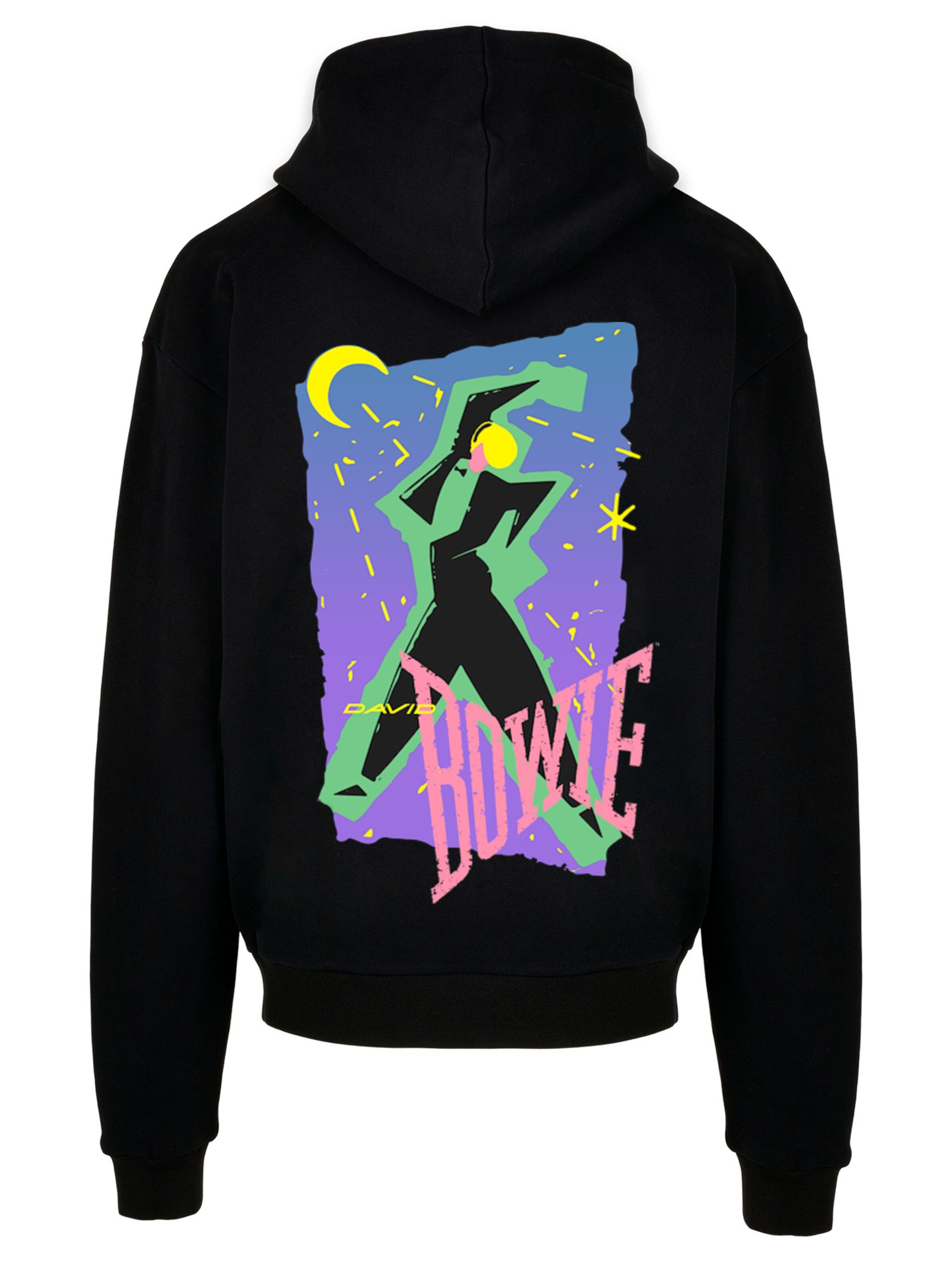 F4NT4STIC Sweatshirt 'David Bowie' in Zwart: voorkant