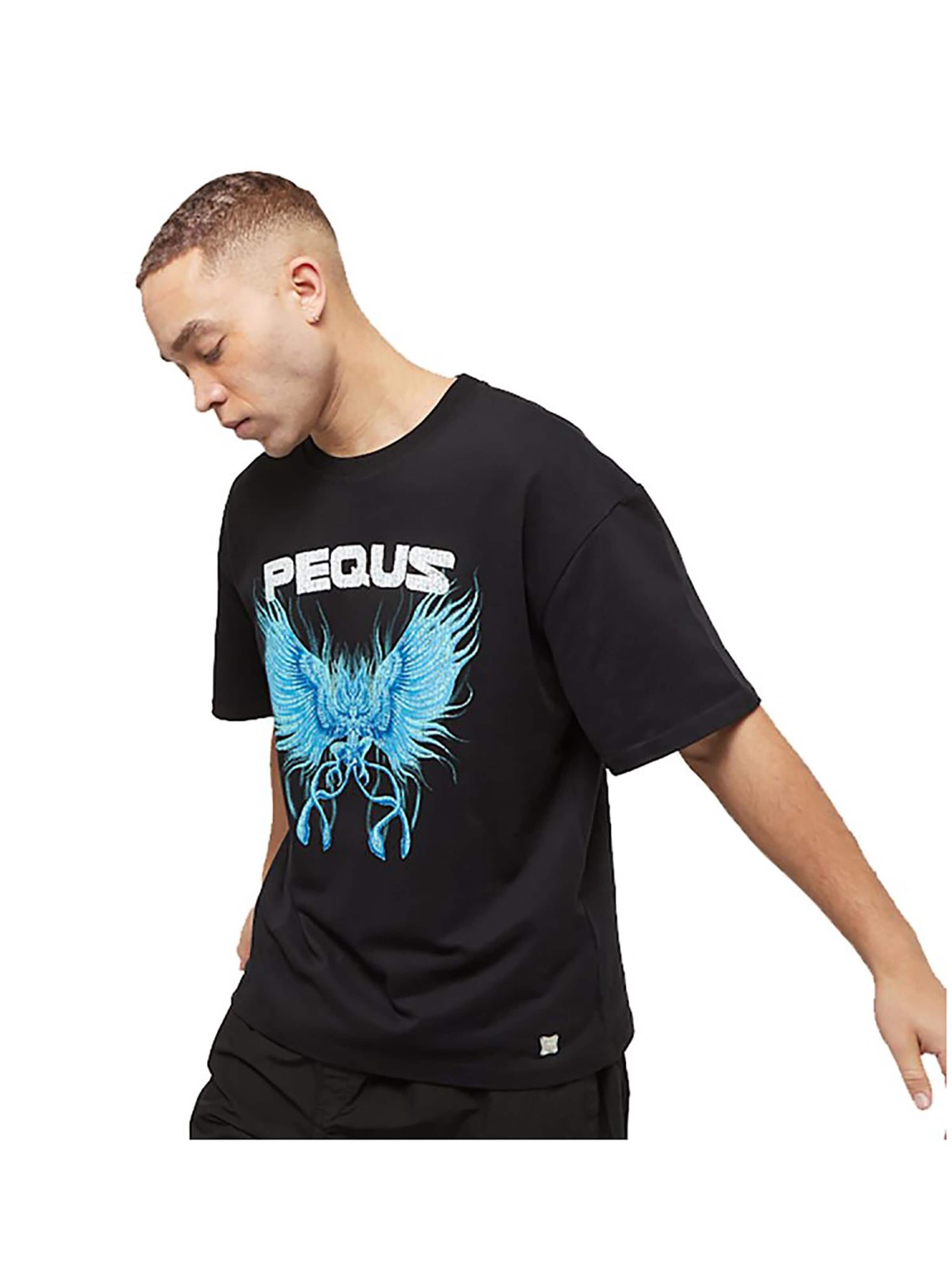 Pequs Shirt 'Blue Graphic' in Black: front