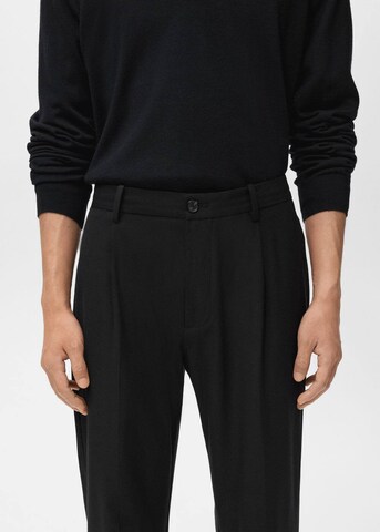 MANGO MAN Regular Pleat-Front Pants 'Casper Ruud x Mango Milton' in Black
