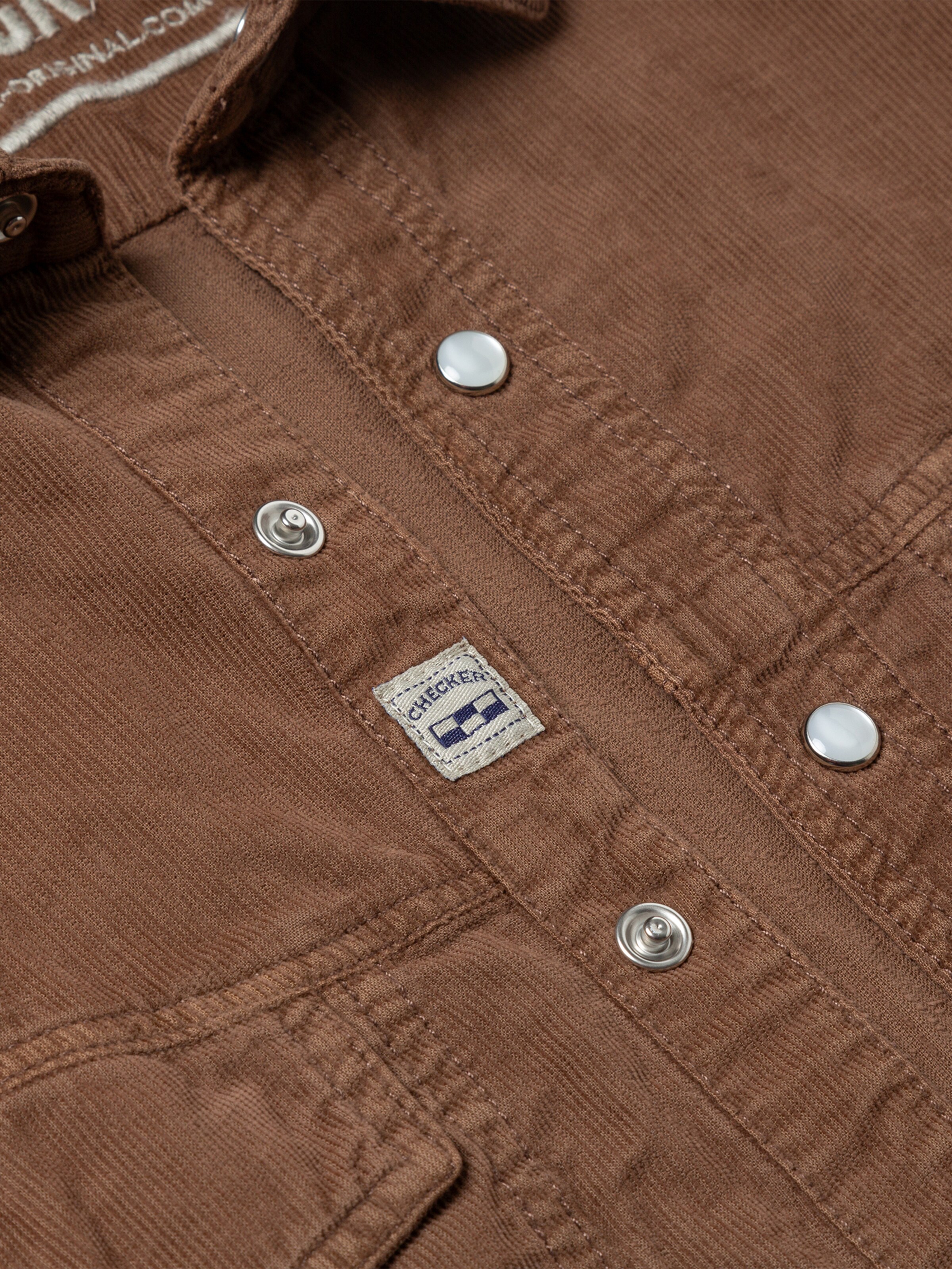 Checker Regular fit Overhemd ' Dynasty Cord ' in Bruin