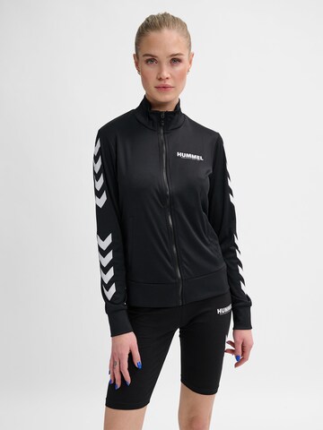 Hummel Athletic Zip-Up Hoodie in Black: front