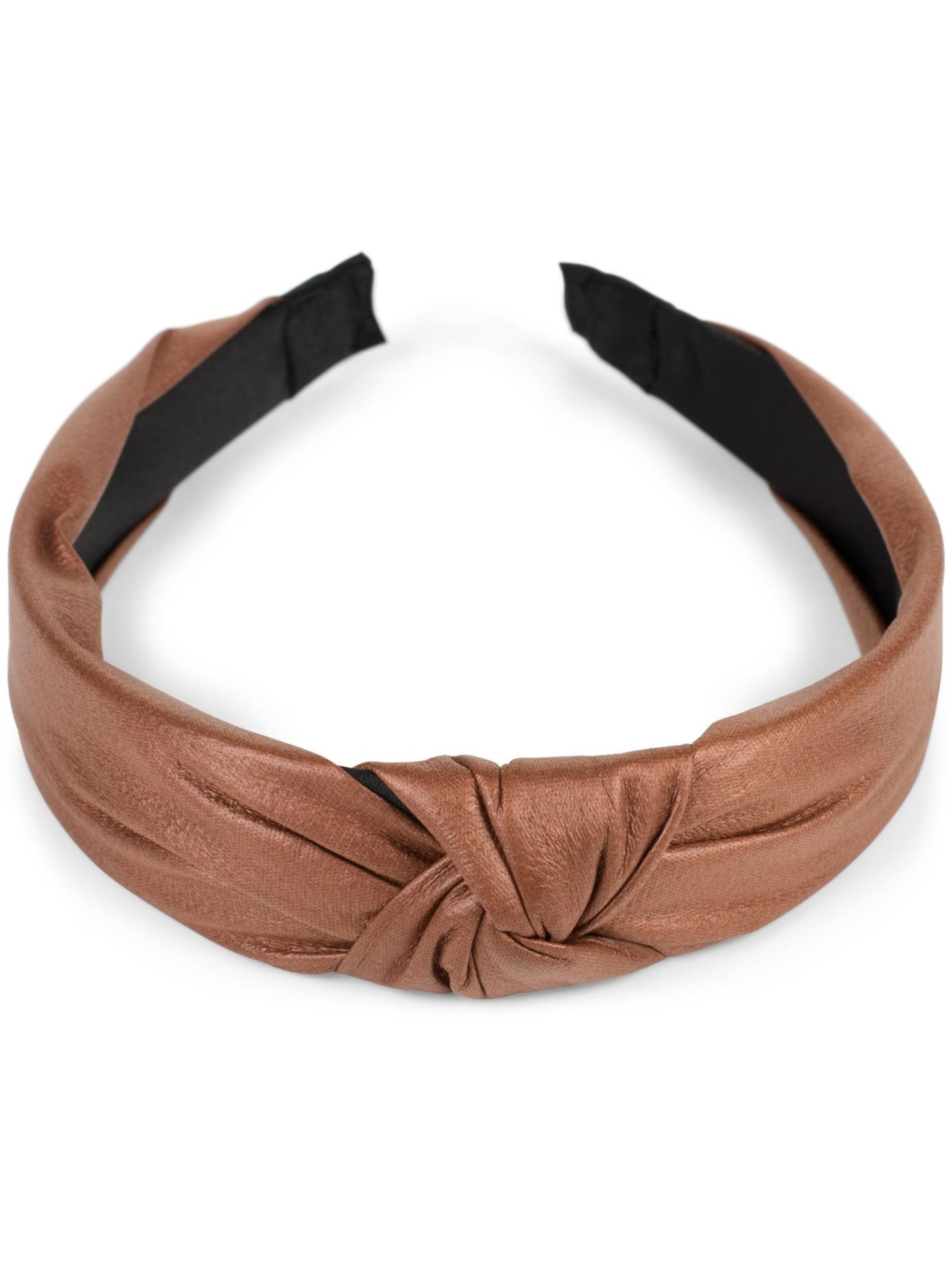 styleBREAKER Hair Jewelry 'Haarreif Kunstleder Optik mit Knoten' in Brown: front