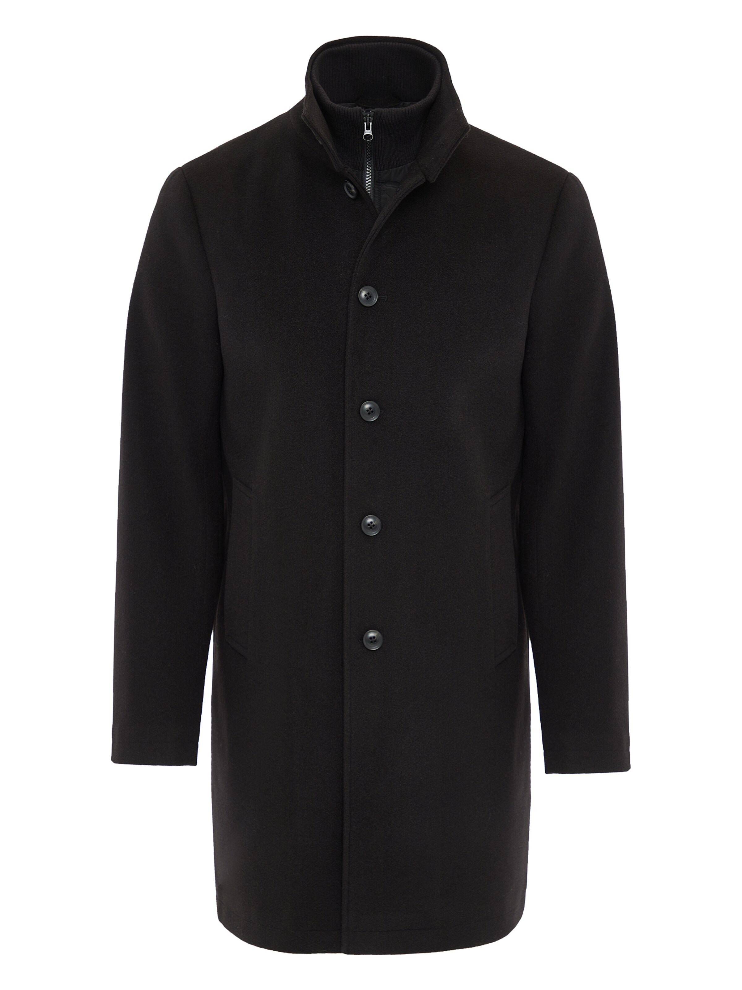 Threadbare Between-Seasons Coat in Black: front