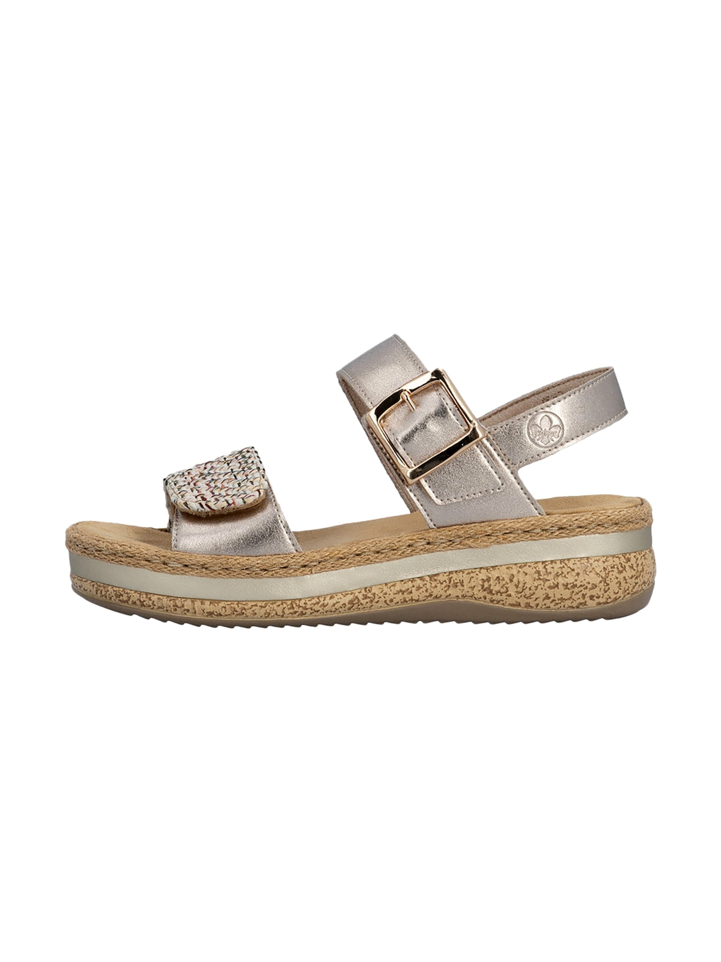 Rieker Sandały 'Rimo-Sandalen aus Leder mit Keilabsatz' w kolorze szary: przód