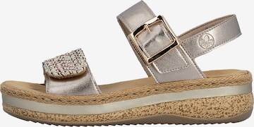 Rieker Sandały 'Rimo-Sandalen aus Leder mit Keilabsatz' w kolorze szary: przód