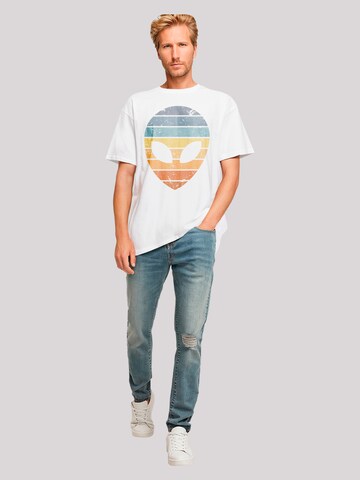 T-Shirt 'Alien Sonnenuntergang Retro' F4NT4STIC en blanc