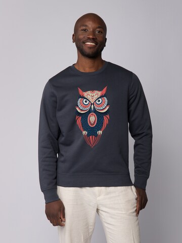 Sweat-shirt ' Colorful Owl ' Watapparel en gris : devant